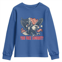 George Washington Rides Bald Eagle Youth Sweatshirt You Free Tonight Patriotic 4th of July