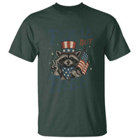 Funny Raccoon Patriotic T Shirt Feral But Free 4th Of July American Flag