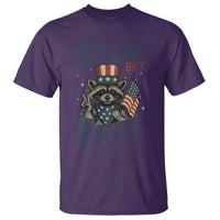 Funny Raccoon Patriotic T Shirt Feral But Free 4th Of July American Flag
