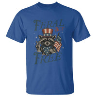 Funny Raccoon Patriotic T Shirt Feral But Free 4th Of July American Flag