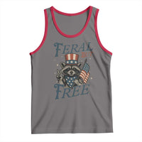 Funny Raccoon Patriotic Tank Top Feral But Free 4th Of July American Flag