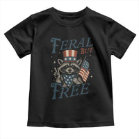 Funny Raccoon Patriotic Toddler T Shirt Feral But Free 4th Of July American Flag