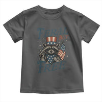 Funny Raccoon Patriotic Toddler T Shirt Feral But Free 4th Of July American Flag