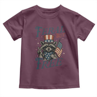 Funny Raccoon Patriotic Toddler T Shirt Feral But Free 4th Of July American Flag