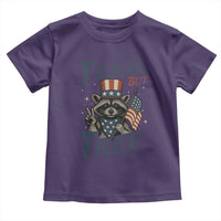 Funny Raccoon Patriotic Toddler T Shirt Feral But Free 4th Of July American Flag