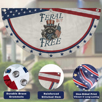 Funny Raccoon American Patriotic Fan Flag Feral But Free 4th Of July American Flag