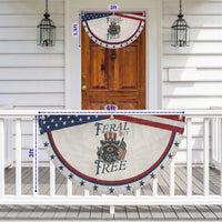 Funny Raccoon American Patriotic Fan Flag Feral But Free 4th Of July American Flag