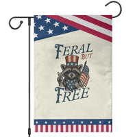 Funny Raccoon Patriotic Garden Flag Feral But Free 4th Of July American Flag