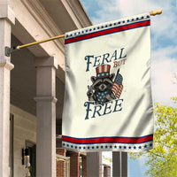 Funny Raccoon Patriotic Garden Flag Feral But Free 4th Of July American Flag