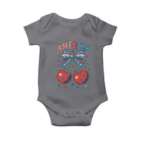 Retro Americana Cherries and Stars Coquette Bow Baby Onesie America Cute Patriotic 4th Of July US
