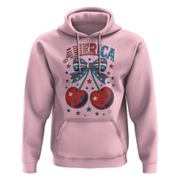 Retro Americana Cherries and Stars Coquette Bow Hoodie America Cute Patriotic 4th Of July US