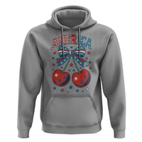 Retro Americana Cherries and Stars Coquette Bow Hoodie America Cute Patriotic 4th Of July US
