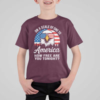 Patriotic Bald Eagle T Shirt For Kid On A Scale Of One To America How Free Are You Tonight