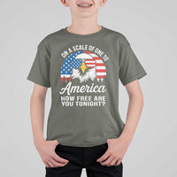 Patriotic Bald Eagle T Shirt For Kid On A Scale Of One To America How Free Are You Tonight