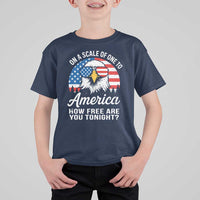 Patriotic Bald Eagle T Shirt For Kid On A Scale Of One To America How Free Are You Tonight