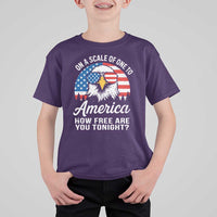 Patriotic Bald Eagle T Shirt For Kid On A Scale Of One To America How Free Are You Tonight