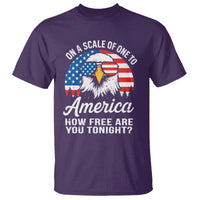 Patriotic Bald Eagle T Shirt On A Scale Of One To America How Free Are You Tonight