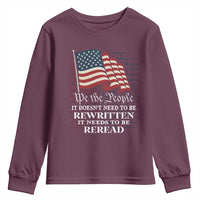 We the People US Flag Youth Sweatshirt It Needs To Be Reread US Constitution - Wonder Print Shop