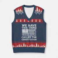 We Have This Thing Called The Constitution V-Neck Knit Sweater Vest Patriotic American Flag - Wonder Print Shop