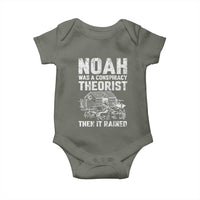 Noah Was a Conspiracy Theorist Baby Onesie Then It Rained Funny Biblical Ark Humor