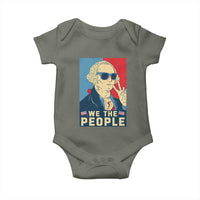 We the People Retro George Washington Baby Onesie Patriotic American Founding Fathers Peace Sign