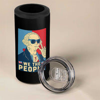 We the People Retro George Washington 4 in 1 Can Cooler Tumbler Patriotic American Founding Fathers Peace Sign