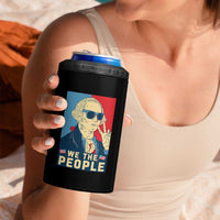 We the People Retro George Washington 4 in 1 Can Cooler Tumbler Patriotic American Founding Fathers Peace Sign