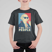 We the People Retro George Washington T Shirt For Kid Patriotic American Founding Fathers Peace Sign