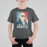 We the People Retro George Washington T Shirt For Kid Patriotic American Founding Fathers Peace Sign