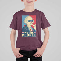 We the People Retro George Washington T Shirt For Kid Patriotic American Founding Fathers Peace Sign
