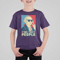 We the People Retro George Washington T Shirt For Kid Patriotic American Founding Fathers Peace Sign