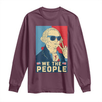 We the People Retro George Washington Long Sleeve Shirt Patriotic American Founding Fathers Peace Sign