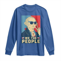 We the People Retro George Washington Long Sleeve Shirt Patriotic American Founding Fathers Peace Sign