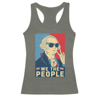 We the People Retro George Washington Racerback Tank Top Patriotic American Founding Fathers Peace Sign