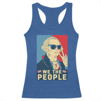 We the People Retro George Washington Racerback Tank Top Patriotic American Founding Fathers Peace Sign