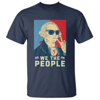 We the People Retro George Washington T Shirt Patriotic American Founding Fathers Peace Sign