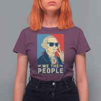 We the People Retro George Washington T Shirt For Women Patriotic American Founding Fathers Peace Sign