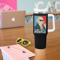 We the People Retro George Washington Tumbler With Handle Patriotic American Founding Fathers Peace Sign