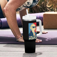 We the People Retro George Washington Tumbler With Handle Patriotic American Founding Fathers Peace Sign