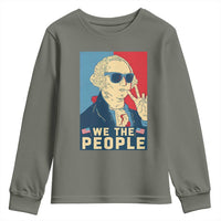 We the People Retro George Washington Youth Sweatshirt Patriotic American Founding Fathers Peace Sign