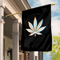 Cannabis Leaf Glitch Effect Graphic Garden Flag Retro RGB Distortion Weed and Stoner Lifestyle