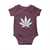 Cannabis Leaf Glitch Effect Graphic Baby Onesie Retro RGB Distortion Weed and Stoner Lifestyle