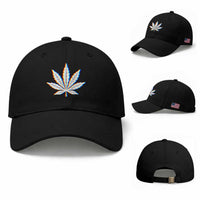 Cannabis Leaf Glitch Effect Graphic Baseball Cap Retro RGB Distortion Weed and Stoner Lifestyle
