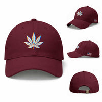 Cannabis Leaf Glitch Effect Graphic Baseball Cap Retro RGB Distortion Weed and Stoner Lifestyle