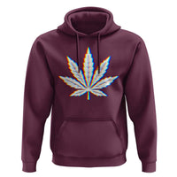 Cannabis Leaf Glitch Effect Graphic Hoodie Retro RGB Distortion Weed and Stoner Lifestyle