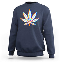 Cannabis Leaf Glitch Effect Graphic Sweatshirt Retro RGB Distortion Weed and Stoner Lifestyle