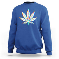 Cannabis Leaf Glitch Effect Graphic Sweatshirt Retro RGB Distortion Weed and Stoner Lifestyle