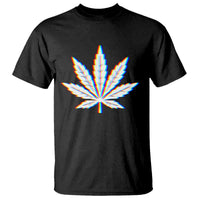 Cannabis Leaf Glitch Effect Graphic T Shirt Retro RGB Distortion Weed and Stoner Lifestyle