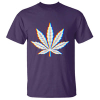 Cannabis Leaf Glitch Effect Graphic T Shirt Retro RGB Distortion Weed and Stoner Lifestyle