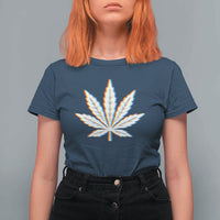 Cannabis Leaf Glitch Effect Graphic T Shirt For Women Retro RGB Distortion Weed and Stoner Lifestyle